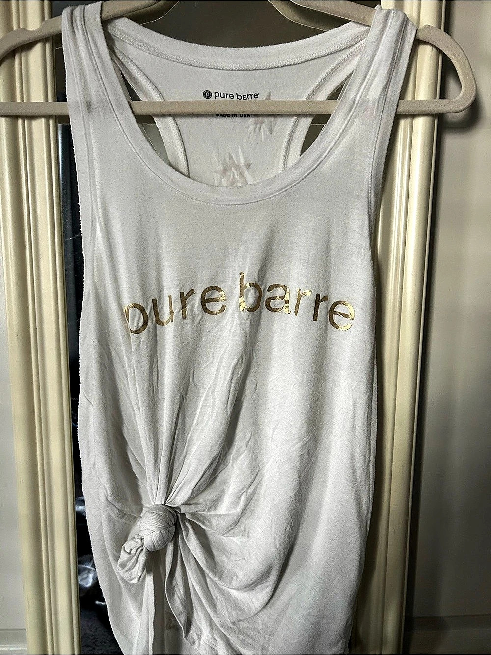 pure barre Star Print Knot Front Tank Top
